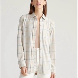 Quince Stretch Sweater Fleece Button Down Shirt Size Large